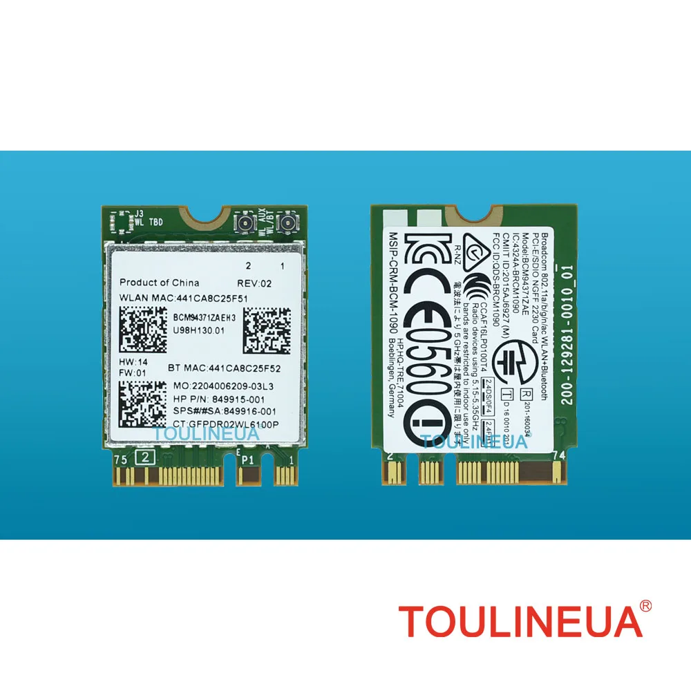 BCM94371ZAE 802.11ac SPS 849916 001 849915 BT4.1 867 Мбит/с BCM94371 M2 NGFF Wi Fi беспроводная сетевая карта PK