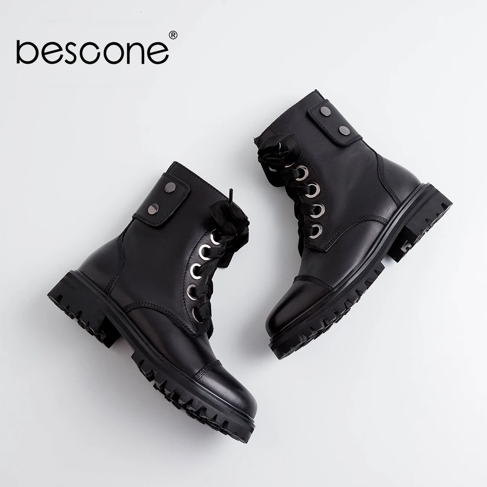 BESCONE/ботильоны Новые Вечерние теплые женские ботинки из натуральной кожи с