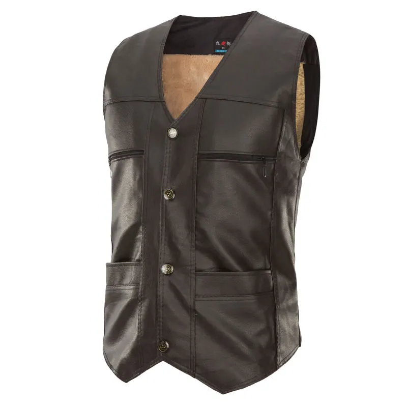 Зимний мужской жилет кашемировый утепленный кожаный однобортный приталенный в