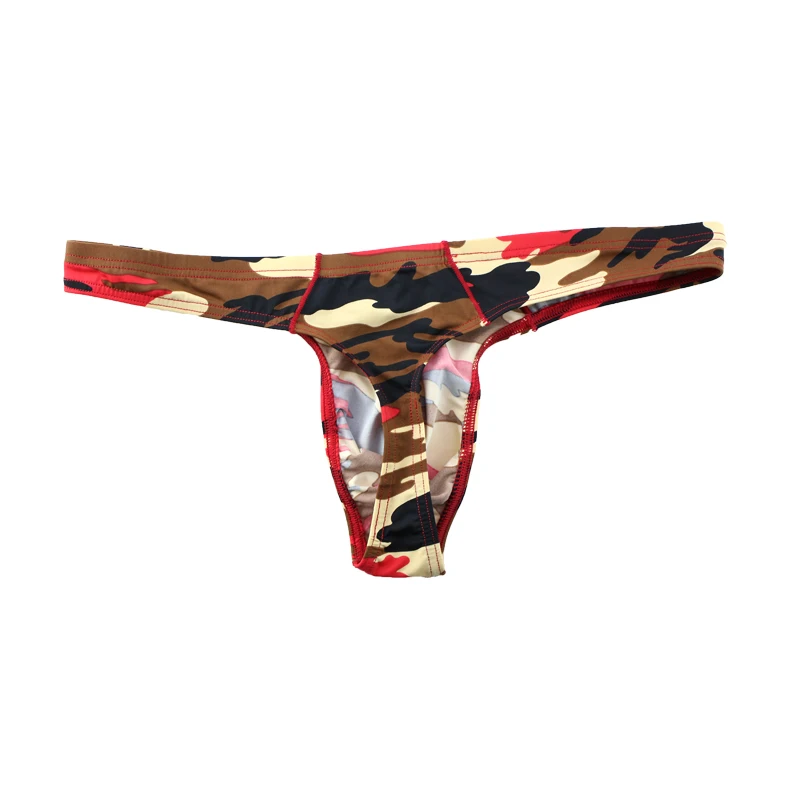 Сексуальные мужские стринги камуфляж гей мужское нижнее белье с Т образным
