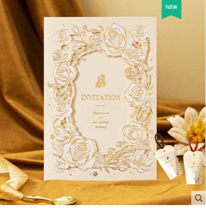 Свадебные приглашения в форме сердца с лазерной резкой внутренней бумагой и