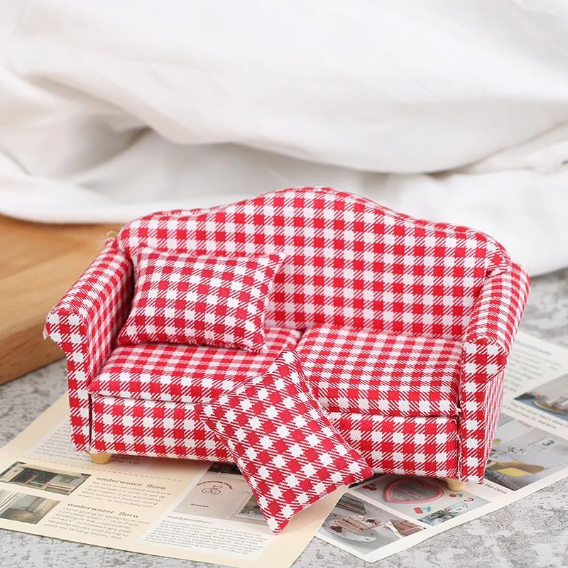 Мебель для кукольного домика 1:12 1 шт. красная сетка деревянная модель дивана с