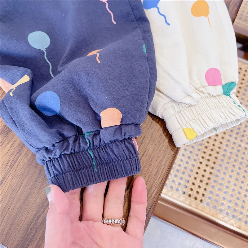 

Baby Girls Casual Harem Pants Korean Spring Kids Cartoon Balloon Print 2021 New Fall Children Elastic Waist Clothing