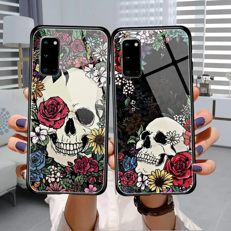 

Grim Reaper Skull Skeleton Flower Skull Phone Cases Tempered Glass For Samsung S20 Plus S8 S9 S10E Plus Note 8 9 10 Plus A7 2018