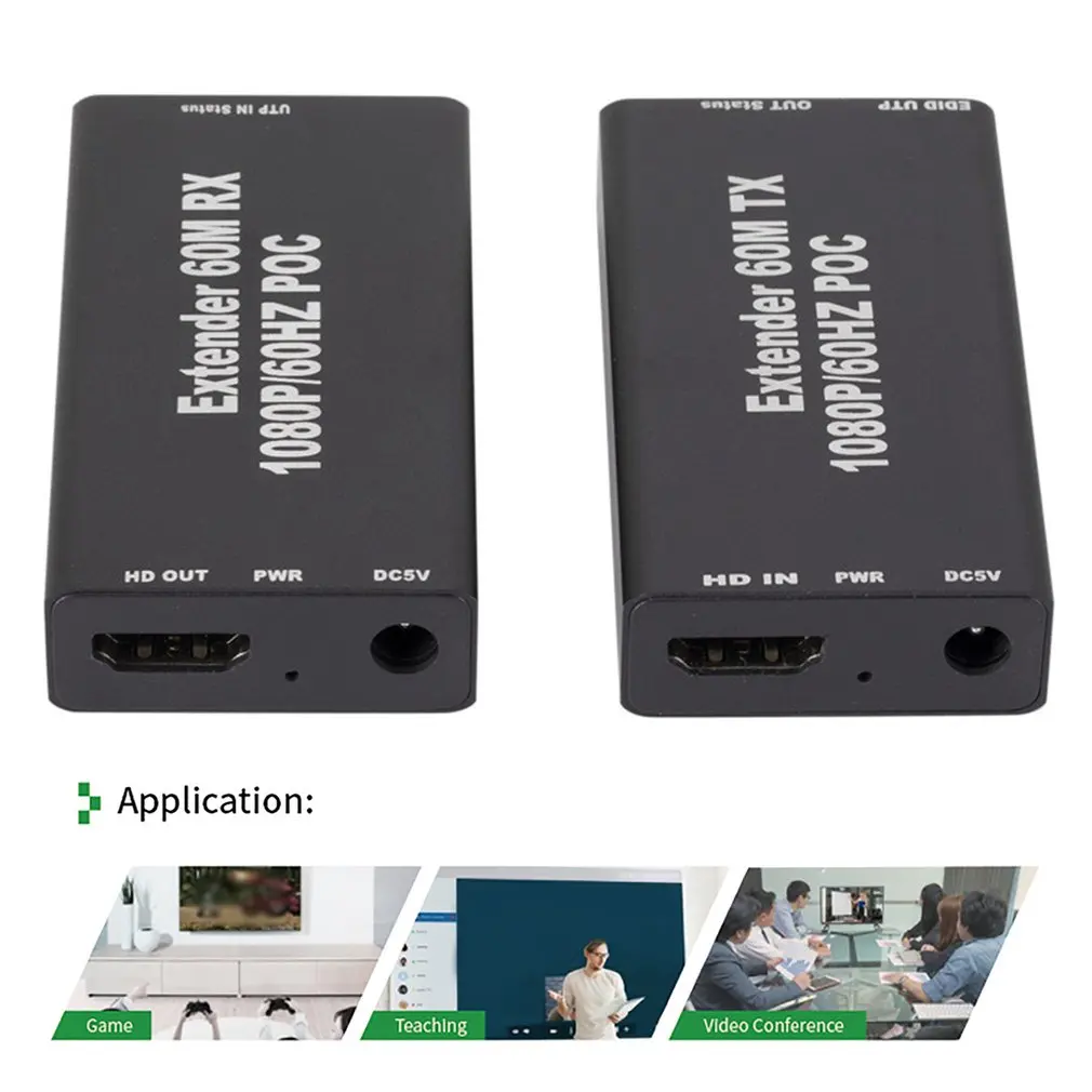 60 м Hdmi совместимый удлинитель кабеля передатчик и приемник через Signle Rj45 Cat5e Cat6