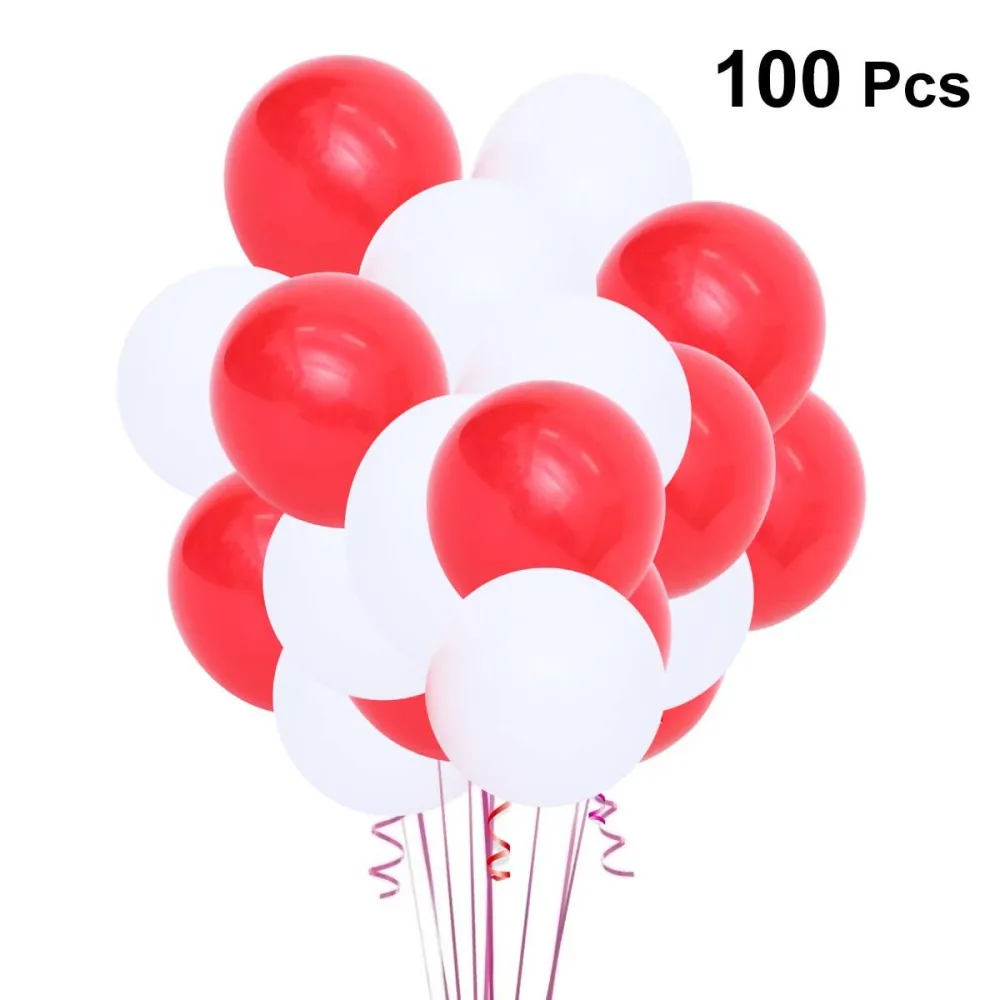 

100pcs 10inch Thicken Round Latex Balloons Valentine's day Holiday Decorations White and Red Balloons for Party Supplies (Assort