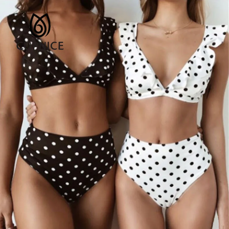 Новинка 2021 женское бикини с оборками CUPNICE Женский раздельный купальник высокой