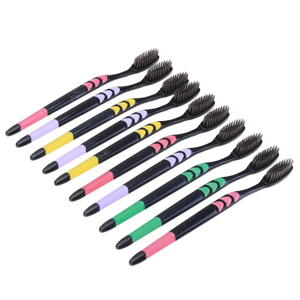 5 предметов в лоте 10 шт Мягкие Зубная щётка бамбуковый уголь черный Ультра нано