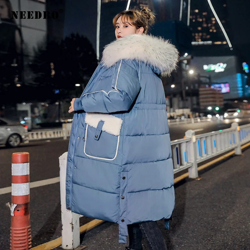 NEEDBO Long Winter Jacket Women Fur Coat Parka Casual Slim Woman Winter Coat Jacket Padded Outwear Coat Women Warm Puffer Jacket