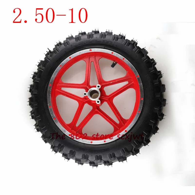 front wheel Резиновая мотоциклетная шина 2,50-10 Внутренняя труба наружная Trye, переднее и заднее колесо, ступица колеса - Цвет: front wheel