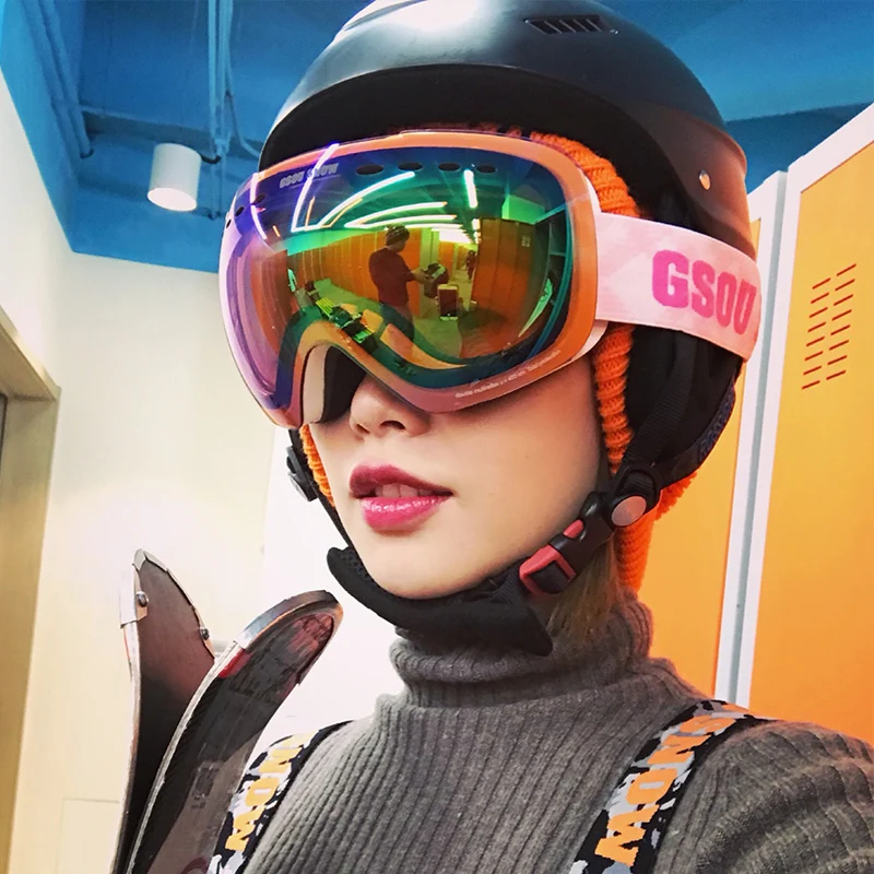 GSOU SNOW Ski Goggles Double Layers UV400 Anti-fog Big Ski Glasses Men Women Snowboarding Skiing Goggles With Packet