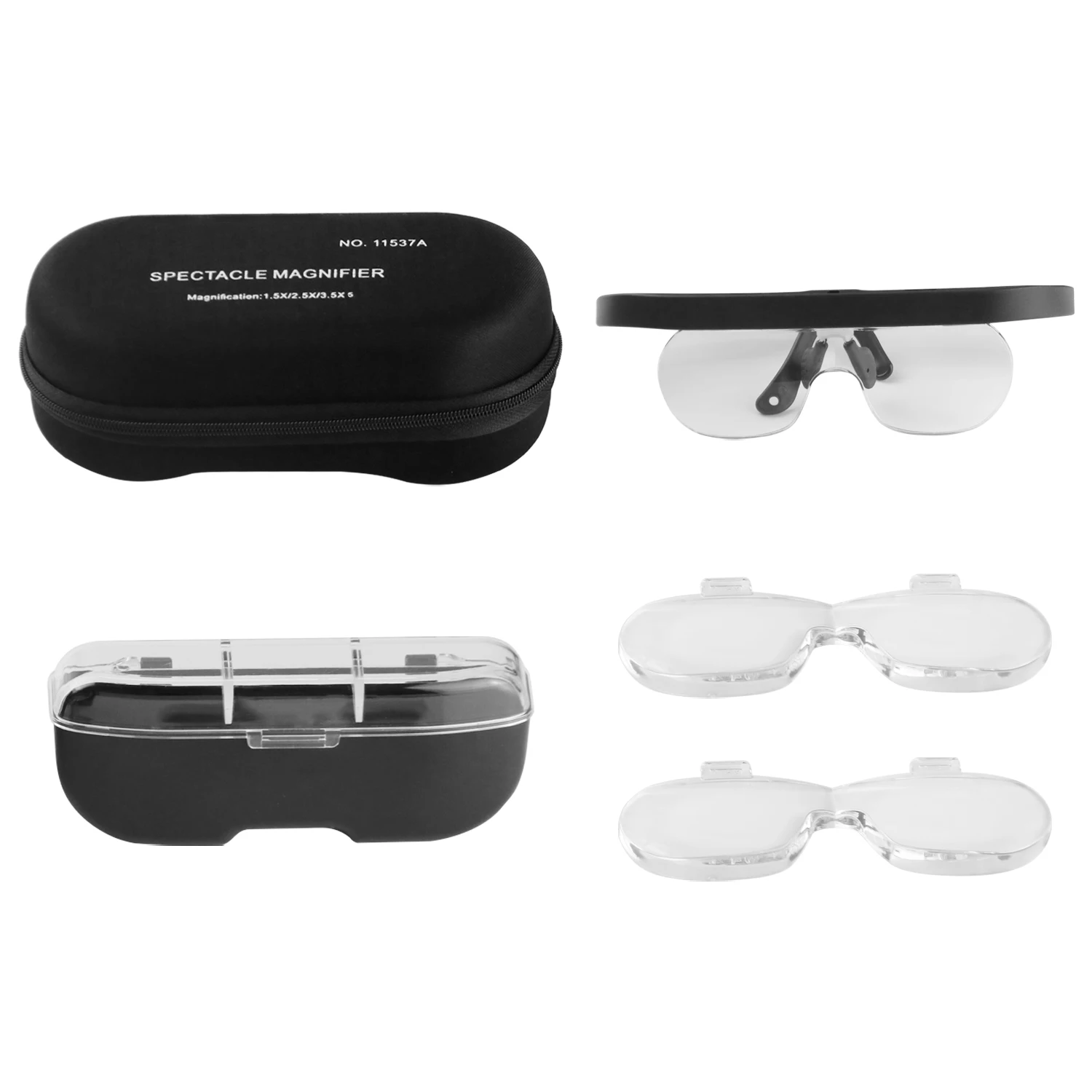 

4.5X Magnifying Headset with LED Light Magnifying Glass Head Mounted Jewelry Loupe Magnifier with Multiple Lens 2 LED Lights