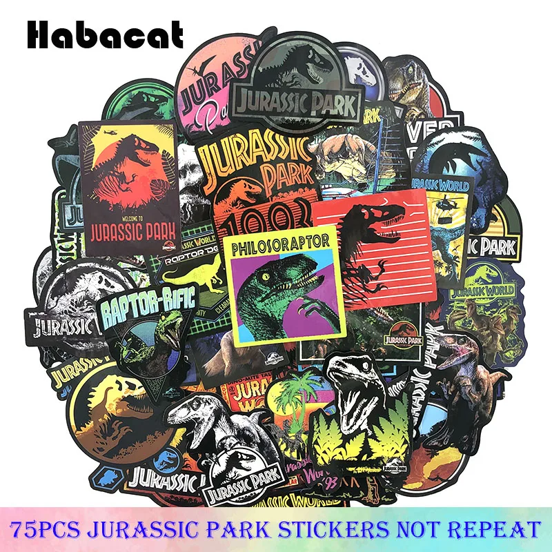 

75Pcs/Pack Jurassic Park Stickers Dinosaur Graffiti Stickers For Motorcycle Notebook Luggage Bicycle Skateboard Pegatinas