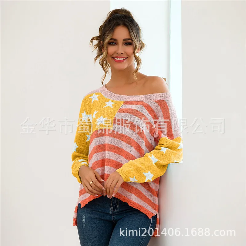 

Womens Sweaters 2020 Autumn Korean Sweater Casual Knit Fashion Plus Size Print Pullover Women