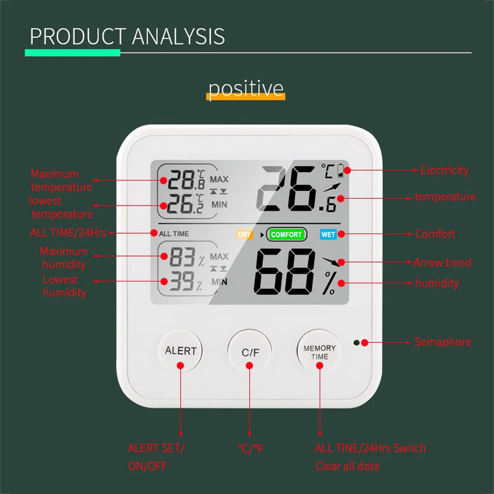electronic digital thermometer hygrometer lcd indoor outdoor temperature humidity meter sensor weather station for home tester free global shipping