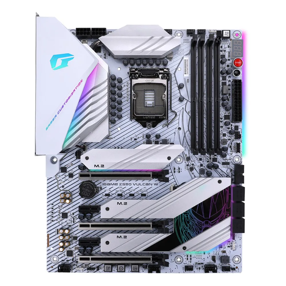 Verkaufen Bunte Motherboard IGame Z590 Vulcan W V20 M.2 SATA NVME SSD 128GB RGB Gaming Motherboard Für 11600K/11700K/11900K