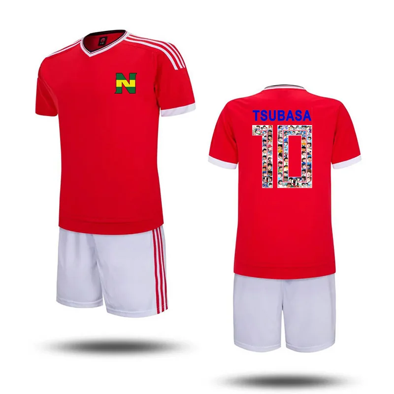 Костюм для футбола капитан Цубаса красный трикотажный костюм комплекты одежды