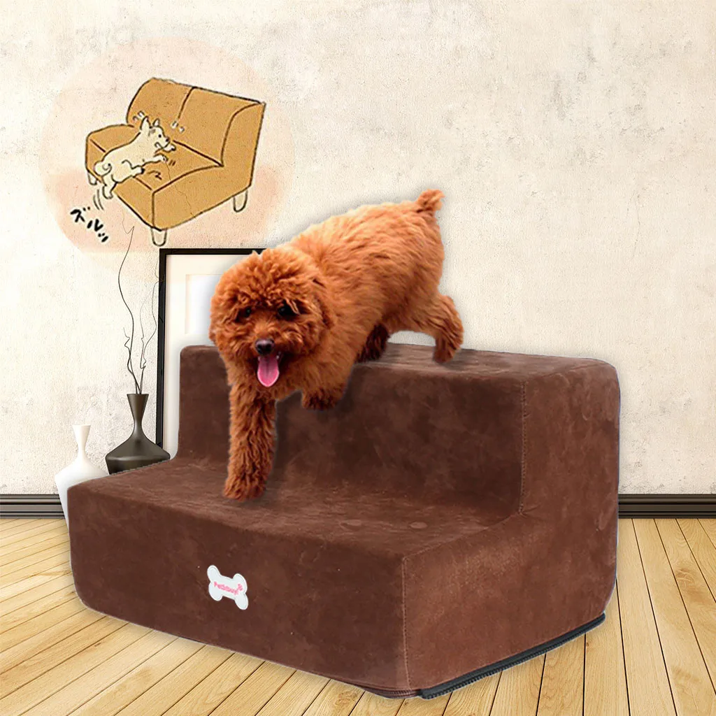 

High-density Sponge Pet Stair Washable Zipper Microfiber Cover Non-slip Bottom For Small Dogs Old Dog Cats Cushion Mat 19Dec25