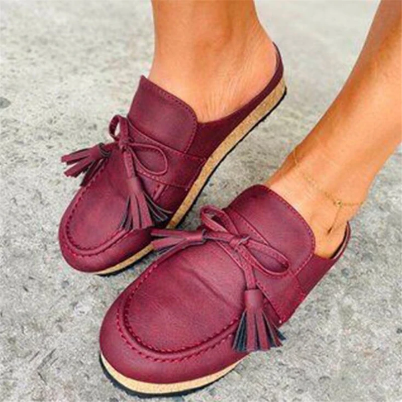 Мюли женские с бахромой удобные кроссовки на плоской подошве повседневная обувь