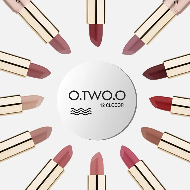 O.TWO.O, 12 цветов, губная помада для макияжа, блеск для губ, длительное увлажнение, Косметическая Помада, красная матовая губная помада, водостойкая