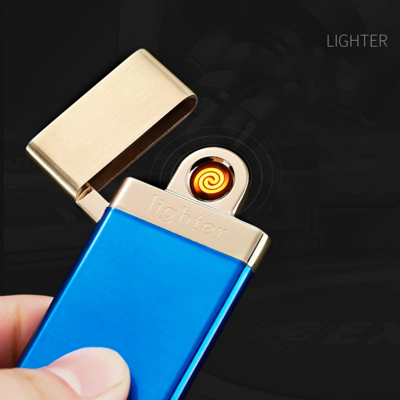 Ультратонкая двухсторонняя Зажигалка для сигарет ветрозащитная беспламенная USB