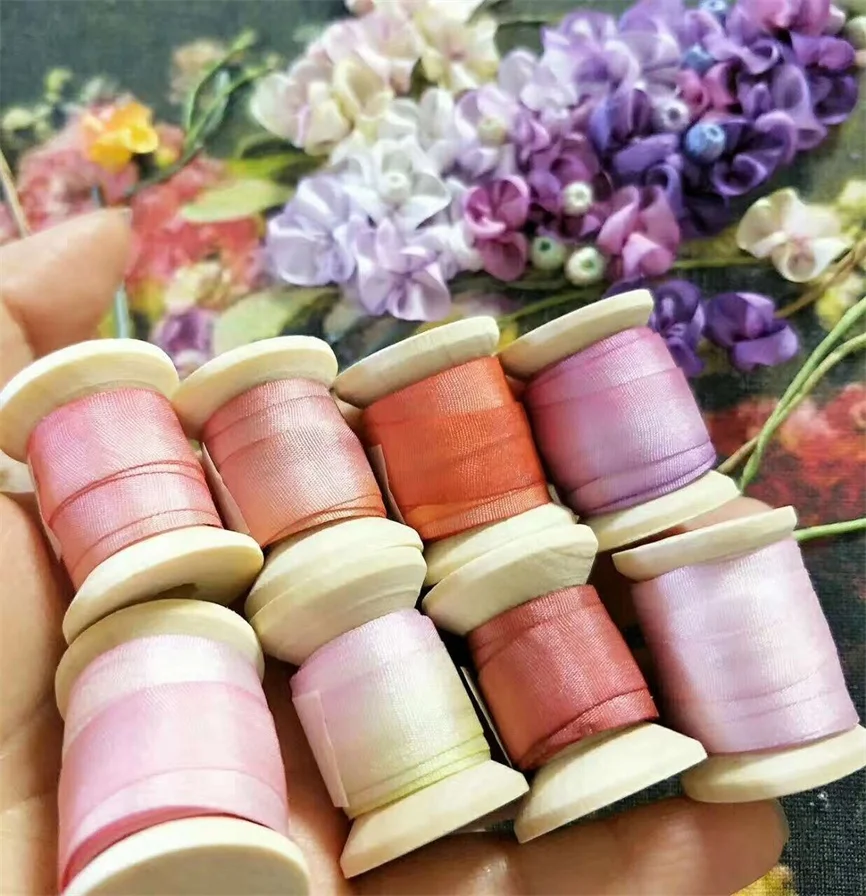 Лента с вышивкой из 100% чистого шелка 20 мм 45 цветов|Ленты для шитья| |