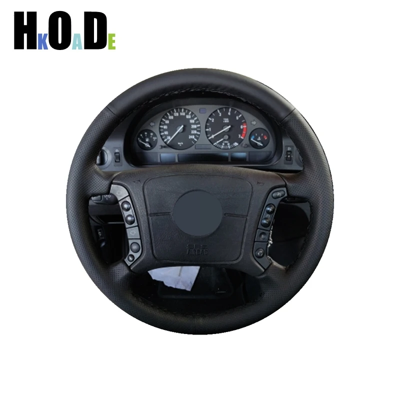 

Car Steering Wheel Cover For BMW E46 318i 325i E39 E53 X5 Car Styling DIY Hand-Stitched Black Microfiber Leather