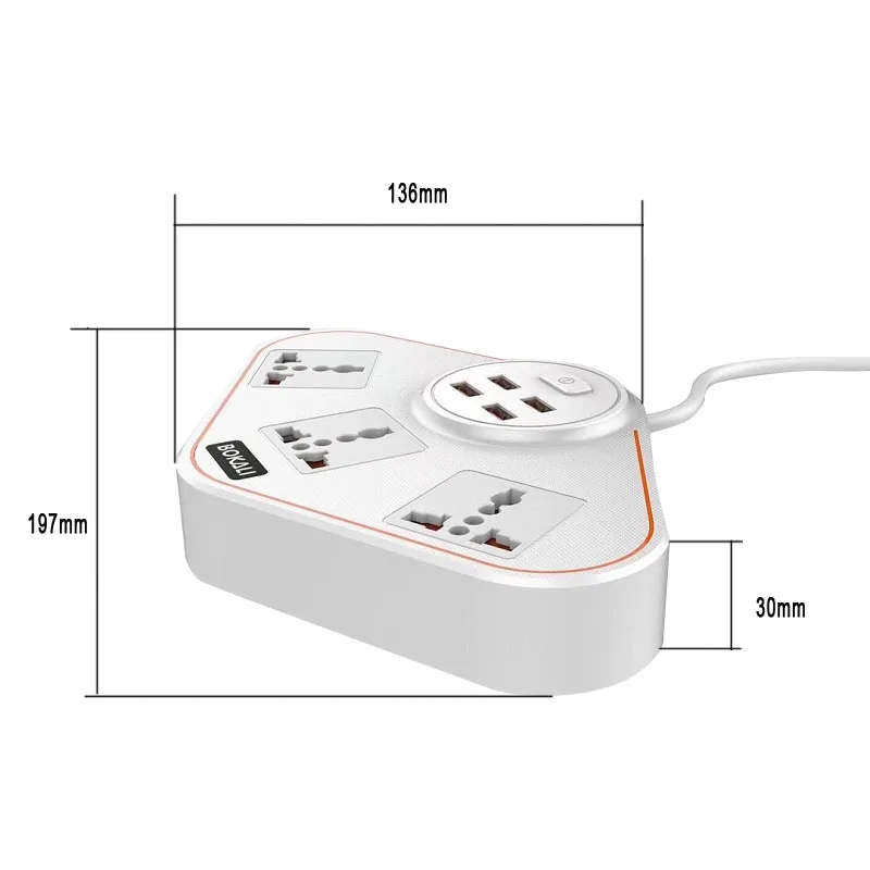 Сетевой удлинитель с 3 розетками переменного тока универсальная розетка для ЕС