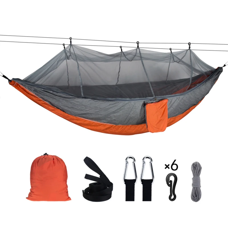 Single & Double Camping Hammock With Mosquito/Bug Net 8.5ft Tree Straps And Carabiners Easy Assembly Portable Tents | Спорт и