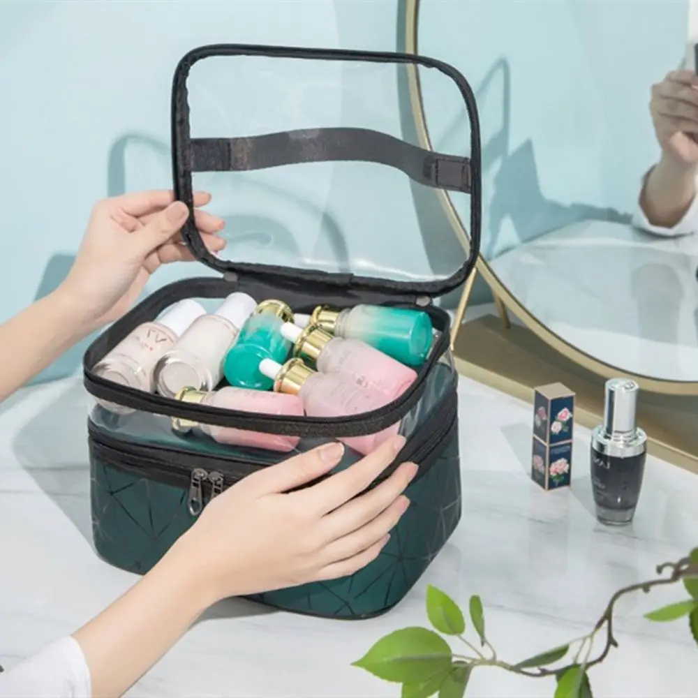 

Women Portable Reusable Toiletry Bags Cosmetic Case Organizer Makeup Bag Double Layer