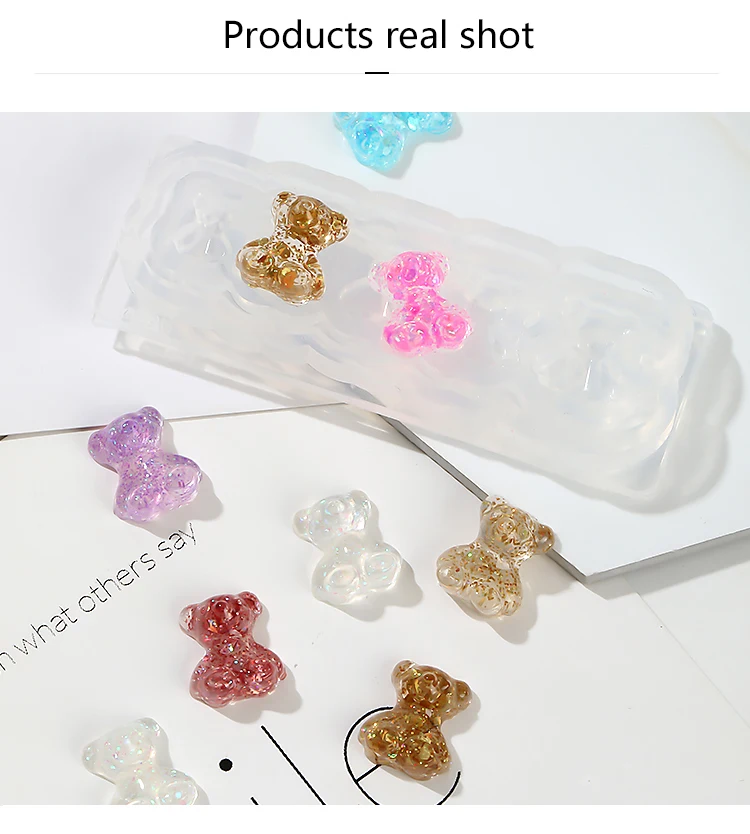 Новая мода 3D силиконовая форма для ногтей Конфеты медведь лук резные абразивные