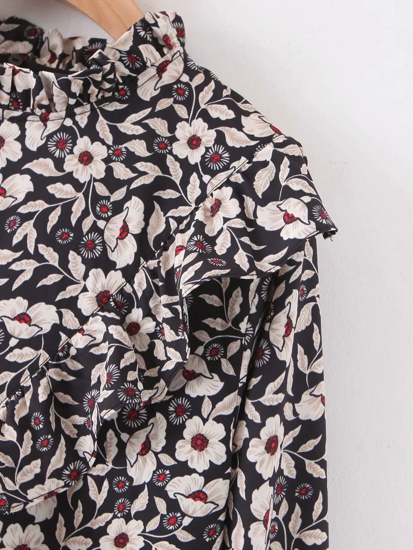 2020 женское новое платье с длинным рукавом и цветочным вырезом женские