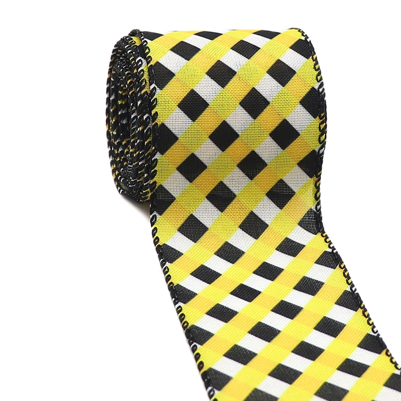 2 5 &quot63 мм 6 ярдов&quot шмель &quot ленты проводной края желтого цвета в мелкую клетку