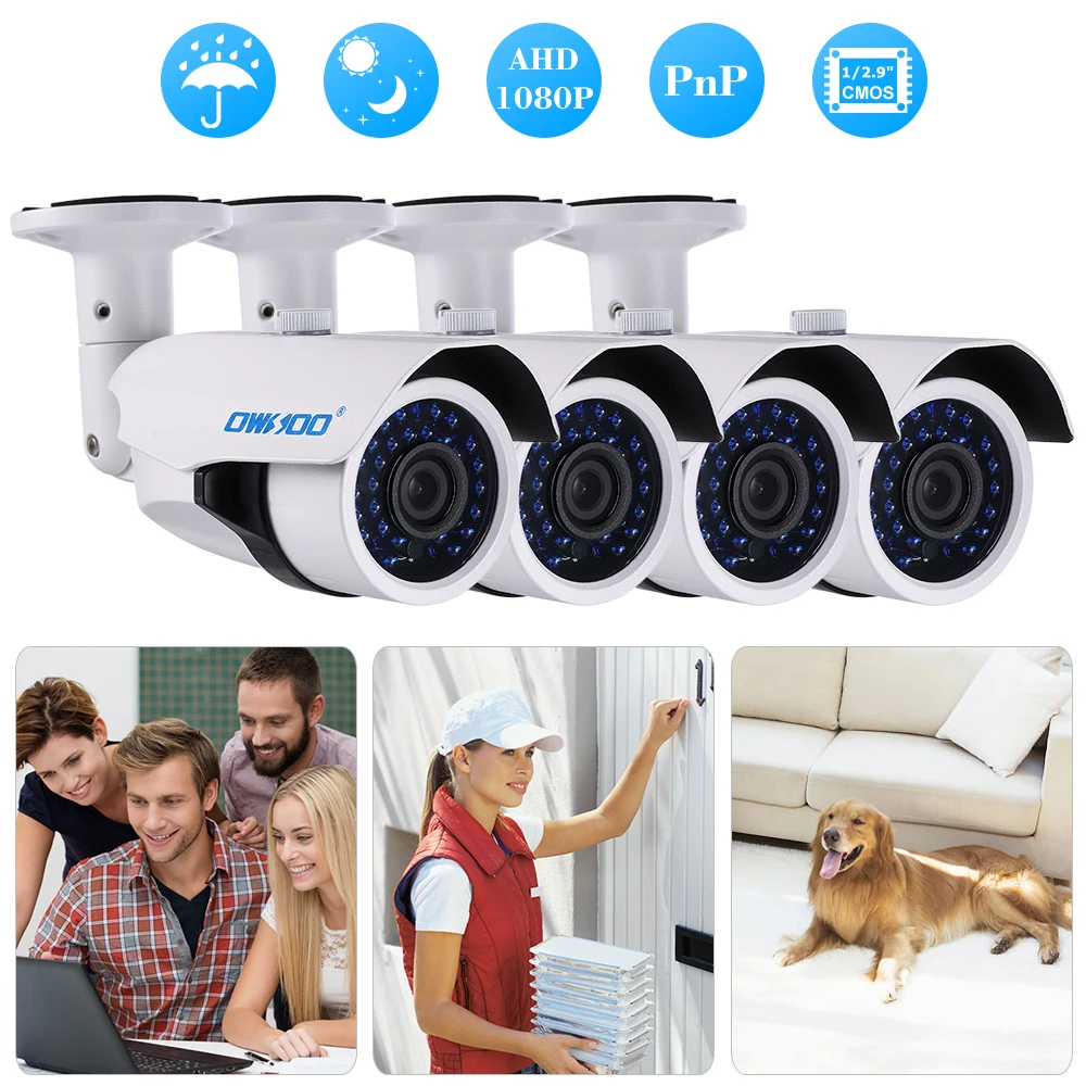 OWSOO 4 шт 1080P комплект камеры AHD 2000TVL камера видеонаблюдения системы безопасности