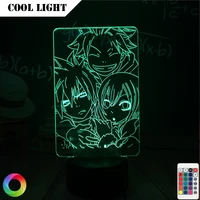 anime figures fairy tail 3d led night lights color changing natcu lucy toys action figma model lampara decor home juguetes doll