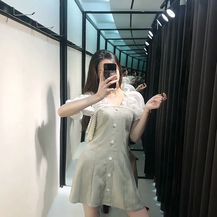 

2021 French new design dress summer vestidos de mujer womens formal dresses Above Knee, Mini Vintage Cotton