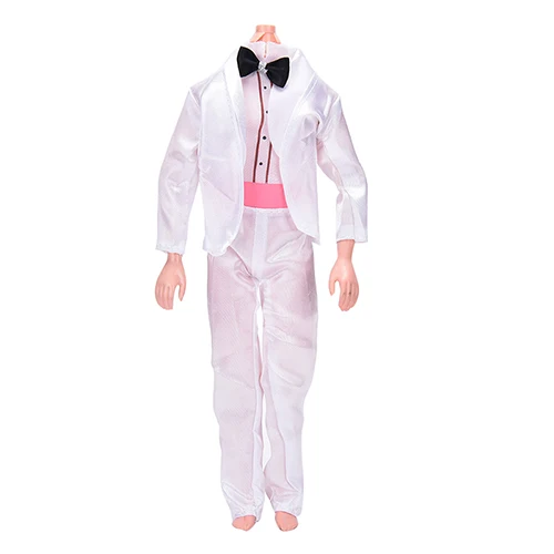 Костюм невесты ручной работы серый черный белый для Барби Кен рубашка и брюки с