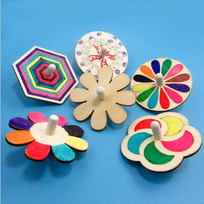 Игрушка-гироскоп из белого дерева 6 шт./компл. | Игрушки и хобби