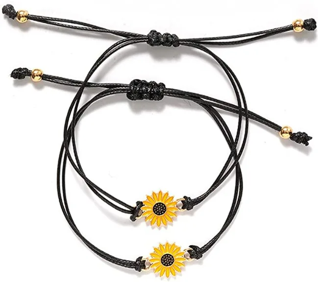 Браслет CHUHAN в виде подсолнухов с черной струной регулируемый браслет для пары