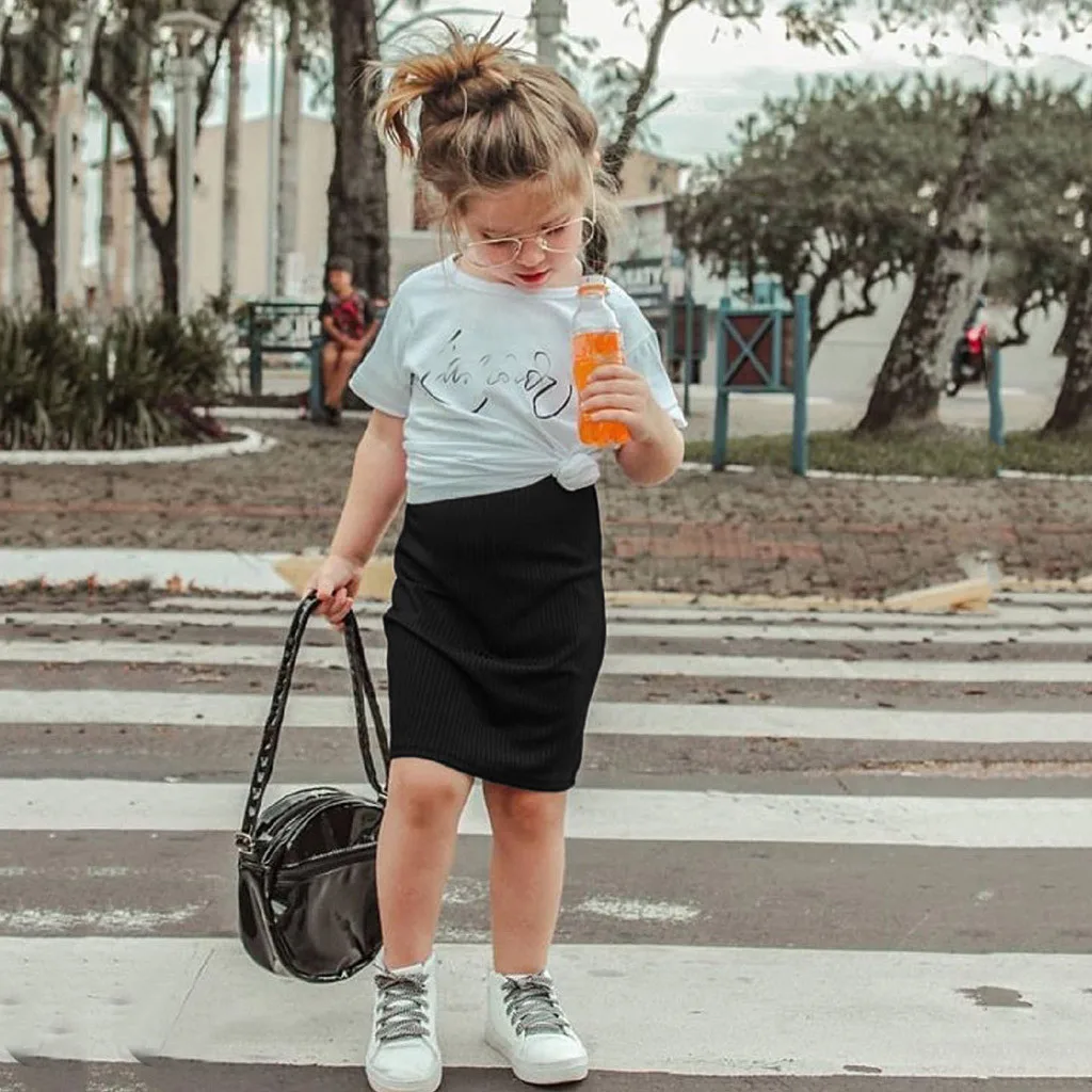 Летняя и Осенняя детская юбка Todder модная однотонная вязаная принцессы для