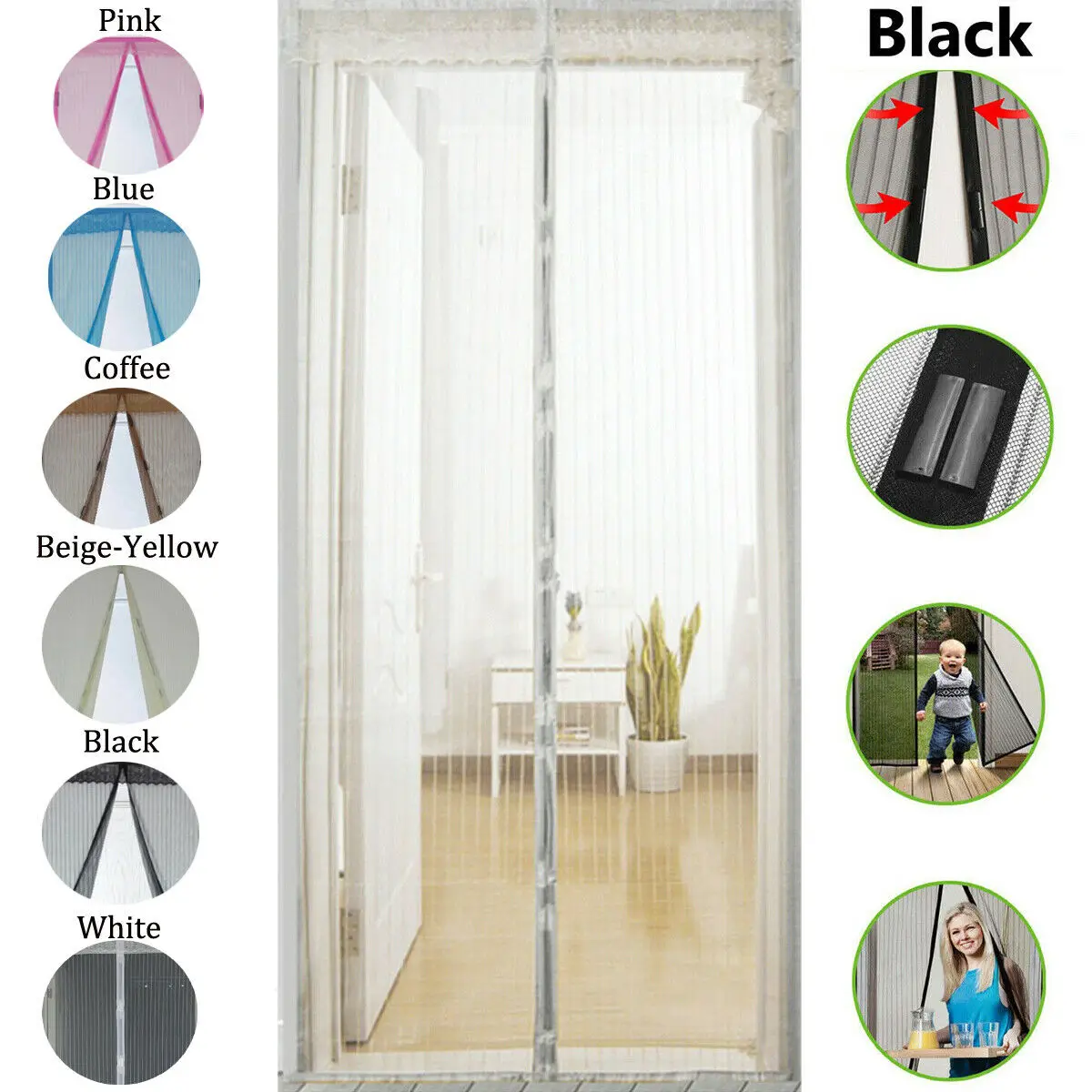 

Magnetic Hands-Free Screen Door Net Screen Anti Mosquito Fly Insect Mesh Guard Curtain Magic Bugs Insect Curtain
