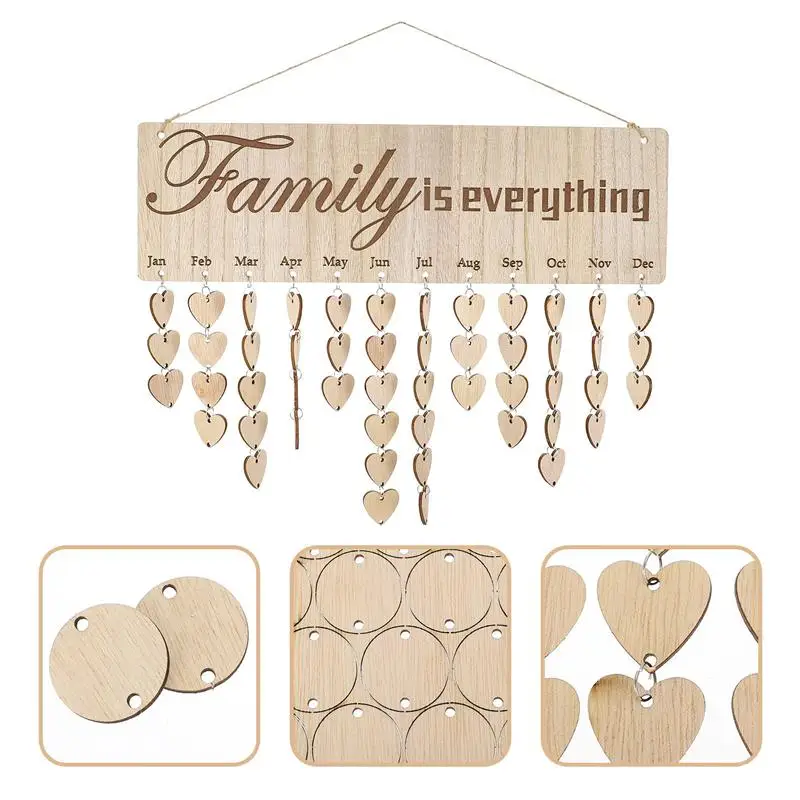 

Family Wood Countdown Calendar Festival Birthday Hanging Calendar Decor (Type4)