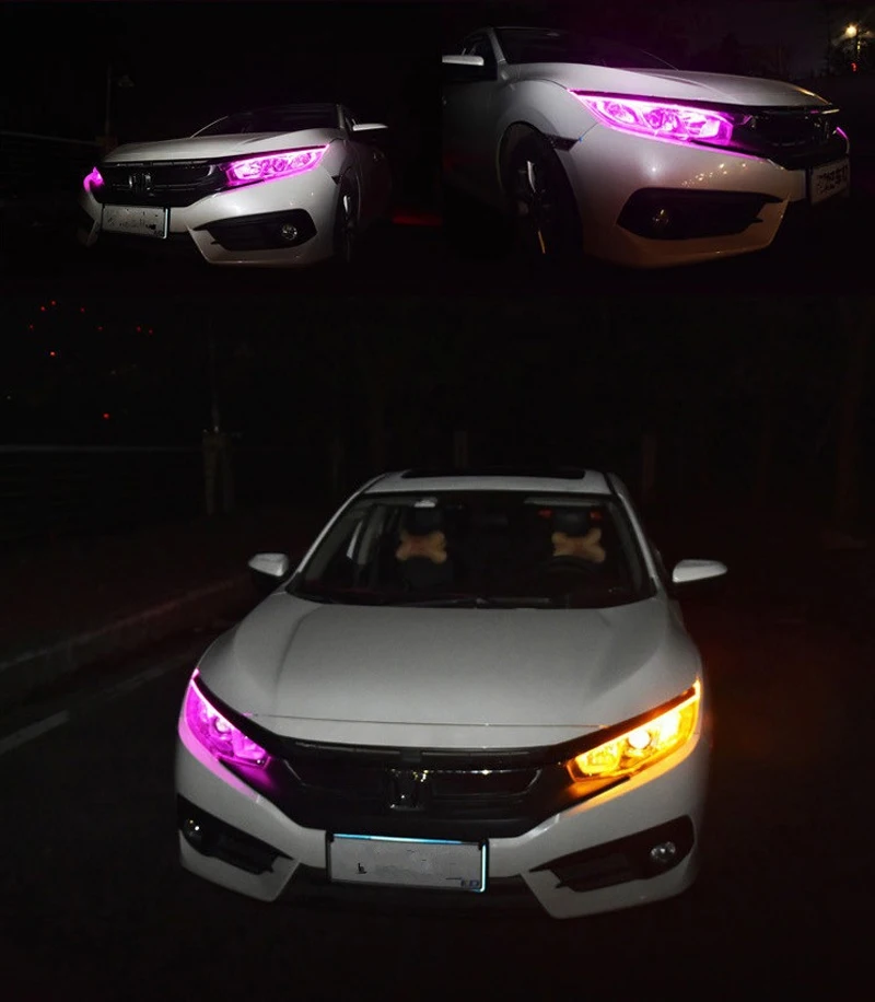 

2pcs LED DRL Car Daytime Running Light Flexible Turn Signal Waterproof 12V Strip Auto Headlights White Yellow Brake Flow Lights