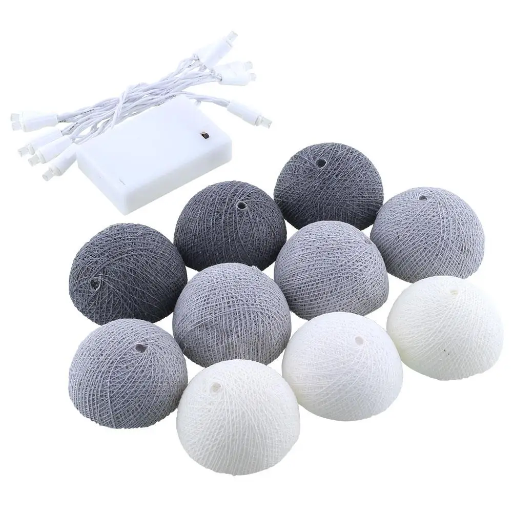 

Blue+Gray+White CottonBallLights Cotton 10 LED String LED String Light for Party 1.8M Ball Decor Bedroom Patio