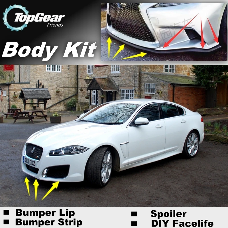 Дефлектор губ бампера для Jaguar XF 2007 ~ 2020 передняя юбка спойлера фанатов TopGear