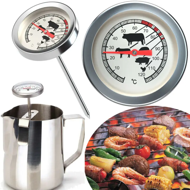 Stainless Steel Instant Read Probe Thermometer BBQ Food Cooking Meat Milk Gauge |