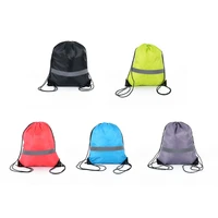 pack drawstring backpack bag with reflective strip string backpack cinch sacks bag bulk for school yoga sport gym 066f
