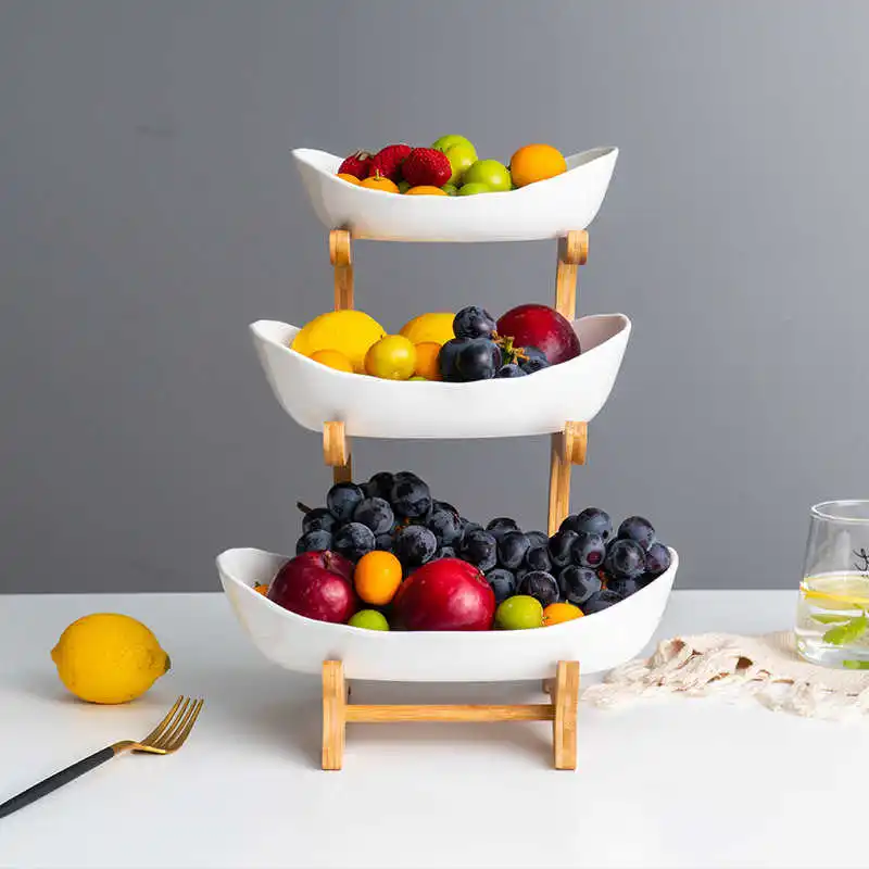 

Керамическая тарелка для конфет, домашняя трехслойная тарелка для фруктов, необычная Современная корзина для сушеных фруктов WF730250