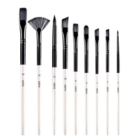 9pcsset drawing brushes nylon hair wooden handle watercolor paint brush scrubbing scraper acrylic painting artist supplies