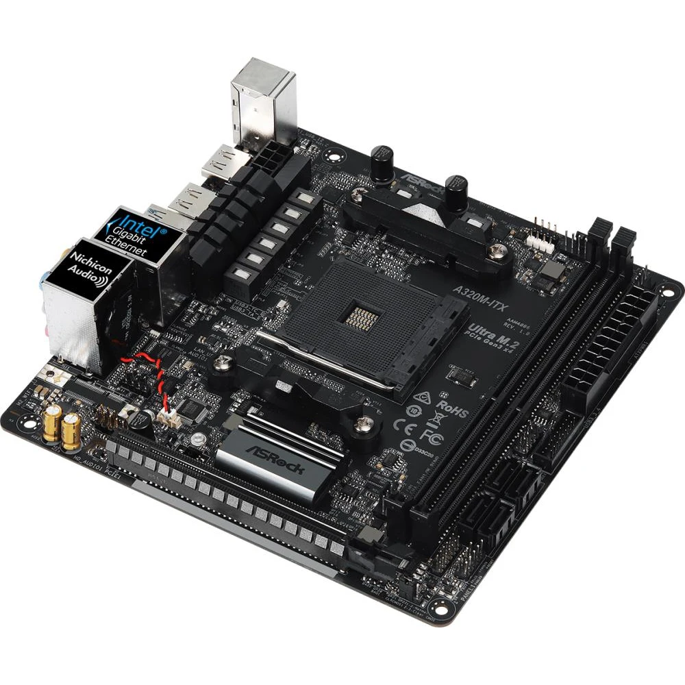 Материнская плата AMD A320 SAM4 MITX A320M-ITX ASROCK для компьютера Материнские платы Компоненты Офиса.
